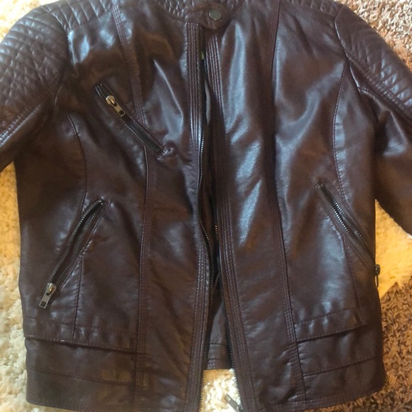 Brown Faux Leather Jacket - Picture 2 of 7